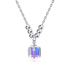 Unique Jewelry 925 Sterling Silver Crystal Pendant Necklace